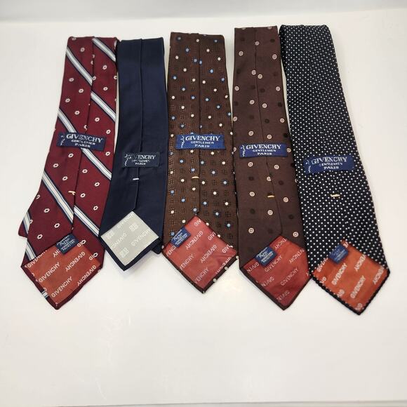 Givenchy Gentlemen Paris Vintage Tie Lot of 5 Neckties Brown Black Red Blue - Picture 4 of 6